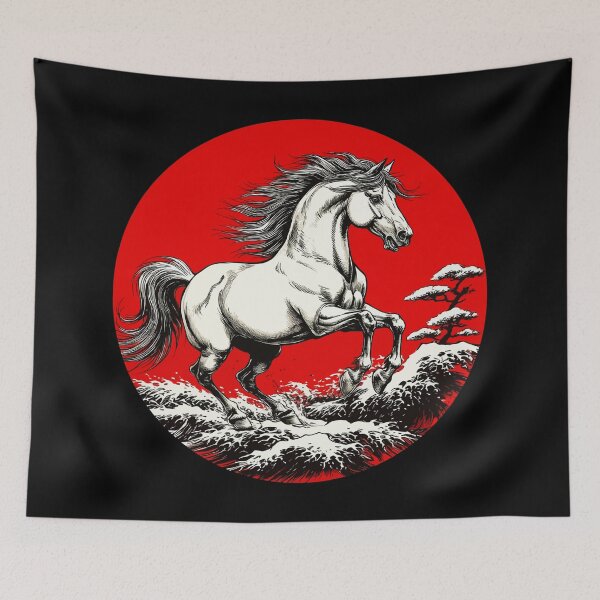 Item preview, Galloping Horse in a Red Circle. Japanese Art designed and sold by PeasyEasy.