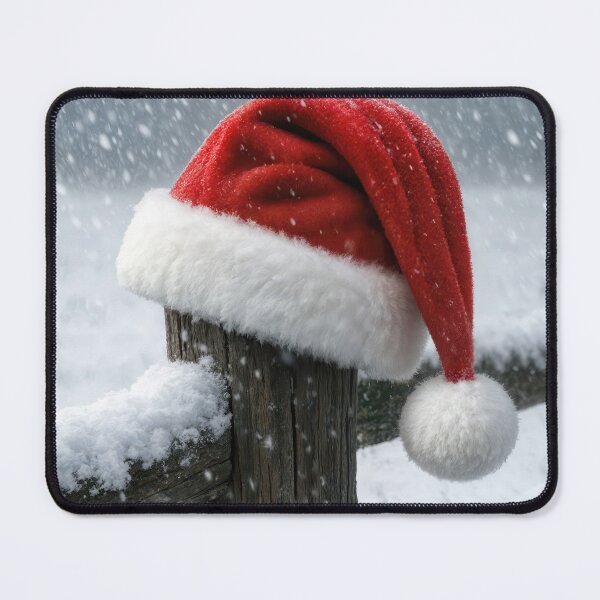 Item preview, Santa Claus Hat On a Snowy Fence Post designed and sold by Maria Dryfhout.