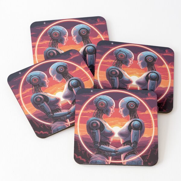 Item preview, Robot lovers. Female Robot Love. Humanoids in Sunset designed and sold by PeasyEasy.