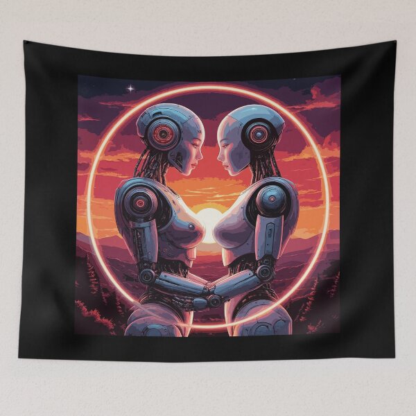 Item preview, Robot lovers. Female Robot Love. Humanoids in Sunset designed and sold by PeasyEasy.