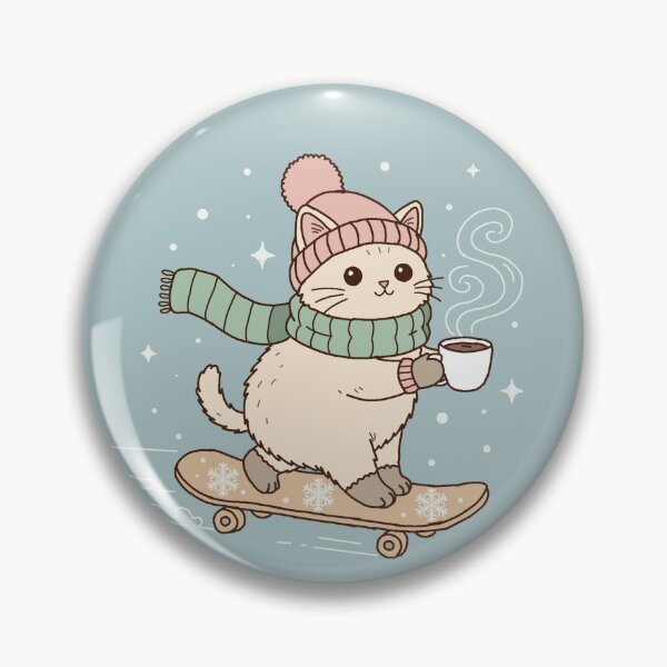 Item preview, Fast & Fuzzy Winter Cat – Cozy Skating Doodle designed and sold by Rexyy Studio .