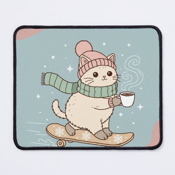 Item preview, Fast & Fuzzy Winter Cat – Cozy Skating Doodle designed and sold by Rexyy Studio .