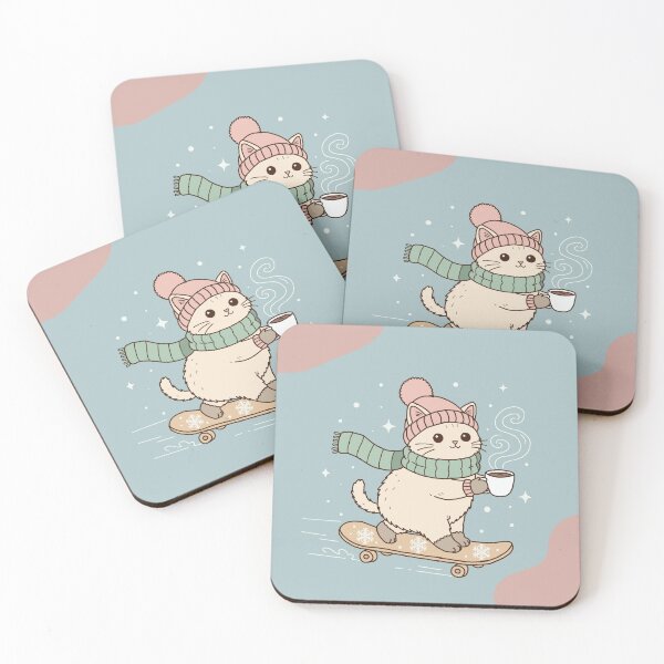 Item preview, Fast & Fuzzy Winter Cat – Cozy Skating Doodle designed and sold by Rexyy Studio .