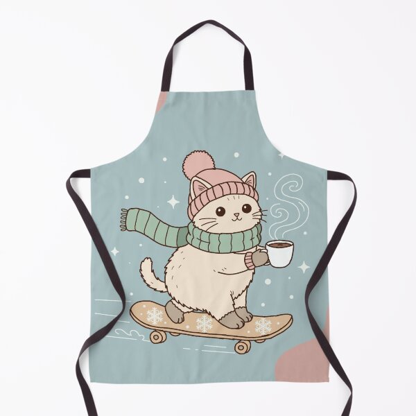Item preview, Fast & Fuzzy Winter Cat – Cozy Skating Doodle designed and sold by Rexyy Studio .
