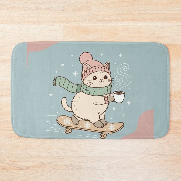 Item preview, Fast & Fuzzy Winter Cat – Cozy Skating Doodle designed and sold by Rexyy Studio .