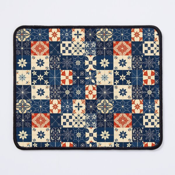 Item preview, Boro and Sashiko Red and Blue Seamless Repeat Pattern designed and sold by Sharon Schwalbe.