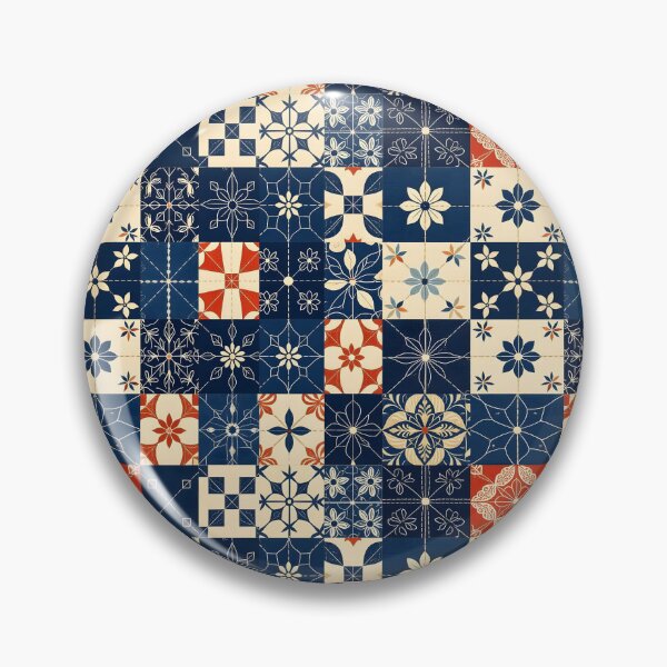 Item preview, Boro and Sashiko Red and Blue Seamless Repeat Pattern designed and sold by Sharon Schwalbe.