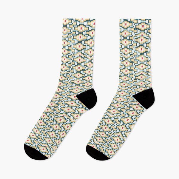Aperçu de l'œuvre Tribal Pixel Mosaic Pattern – Retro Geometric Tile Design créée et vendue par ArtWearStudio12.