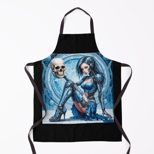 Item preview, Beautiful Robot Girl with a Skull. Female Android. Blue Humanoid Woman designed and sold by PeasyEasy.