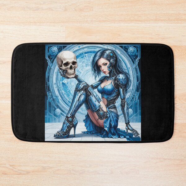 Item preview, Beautiful Robot Girl with a Skull. Female Android. Blue Humanoid Woman designed and sold by PeasyEasy.