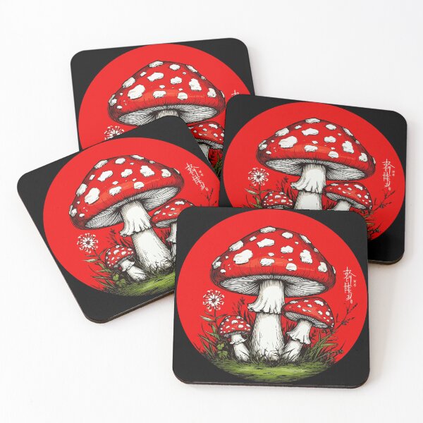 Item preview, Red Amanita Mushroom in a Red Circle. Japanese Art. Agaric designed and sold by PeasyEasy.