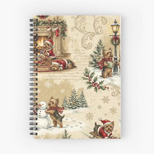 Item preview, Vintage Christmas Yorkie Toile Pattern Winter Scenes Yorkshire Terrier Holiday Santa Snowman designed and sold by Octavia Soldani.