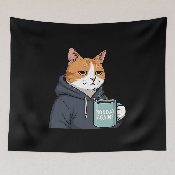 Item preview, Tired Cat Monday Morning Coffee designed and sold by Pawrizzma POD.