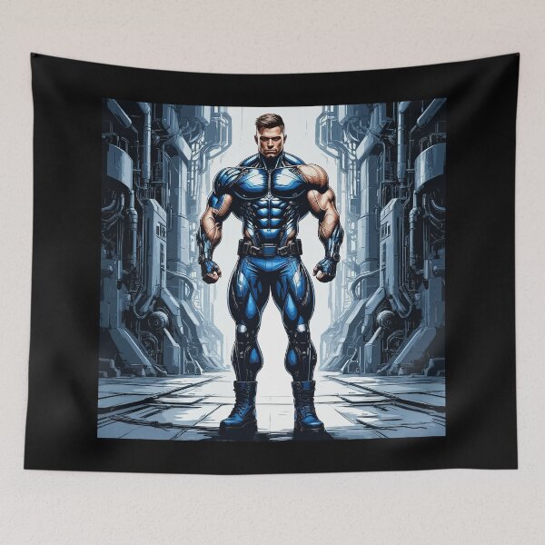 Item preview, Strong Bodybuilder Robot. Male Android. Blue Humanoid Man designed and sold by PeasyEasy.
