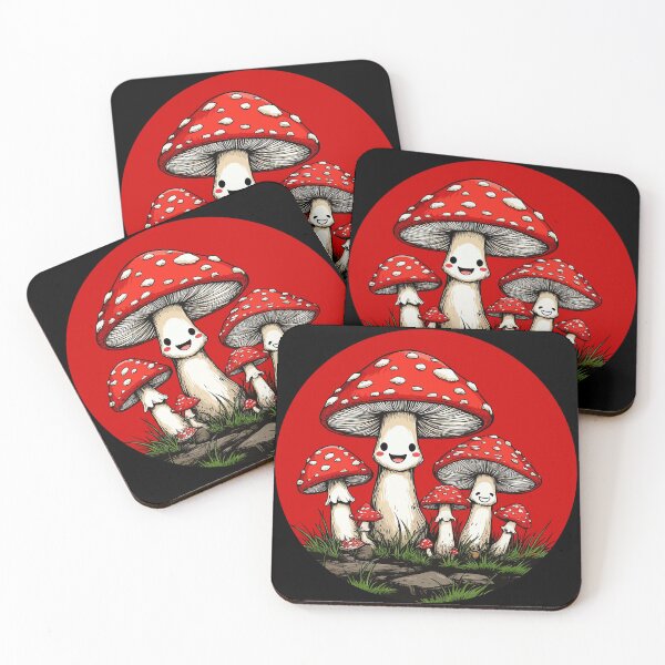 Item preview, Happy Red Amanita Mushroom in a Red Circle. Japanese Art. Smiling Agaric designed and sold by PeasyEasy.