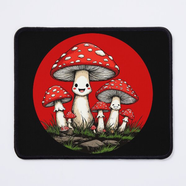 Item preview, Happy Red Amanita Mushroom in a Red Circle. Japanese Art. Smiling Agaric designed and sold by PeasyEasy.