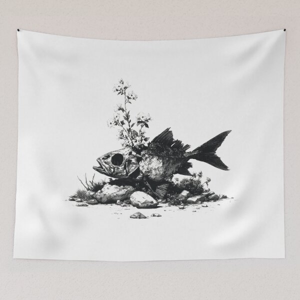 Item preview, Bloom in Decay: Floral Fish Skeleton Vintage Art designed and sold by t5uisiu.