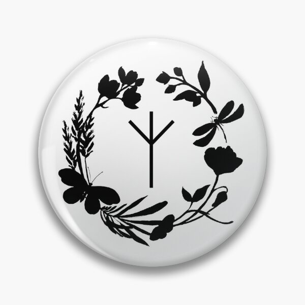 Item preview, Algiz Rune Design in Floral Ring in Black designed and sold by Morrison Witchery.