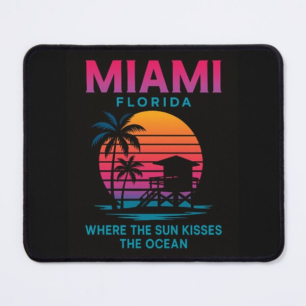 Item preview, Miami Retro Neon Lifeguard Tower – Where the Sun Kisses the Ocean designed and sold by Laughprints.