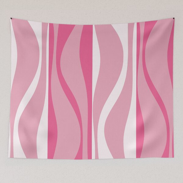 Item preview, Mid Century Modern Retro Lounge Striped Ogee Pattern in Pink designed and sold by kierkegaard.