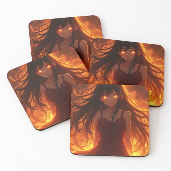Item preview, Fiery Anime Girl with Flame Aura – Intense Heat Anime Art designed and sold by OhmAuraArt.