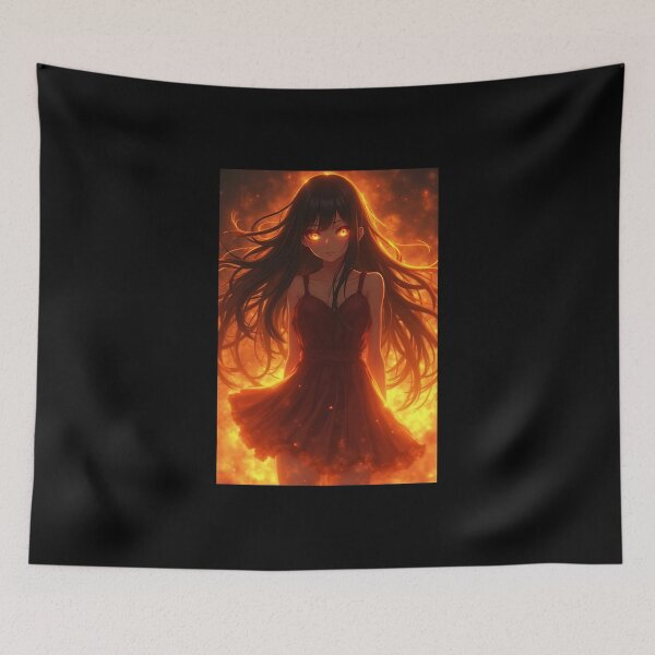 Item preview, Fiery Anime Girl with Flame Aura – Intense Heat Anime Art designed and sold by OhmAuraArt.