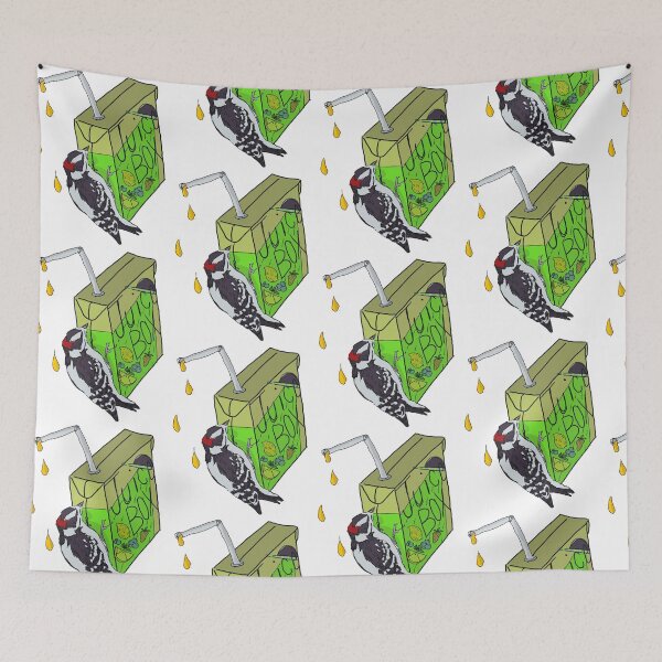 Item preview, Cosmic Juice Box with a Hairy WoodPecker designed and sold by HouseplantsAndScamps.