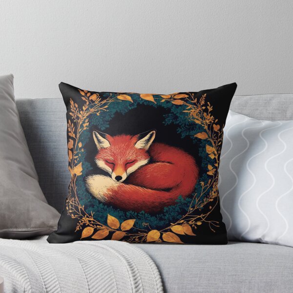 Item preview, Sleepy red fox in a golden wreath, AI art designed and sold by MachinaeDreams.
