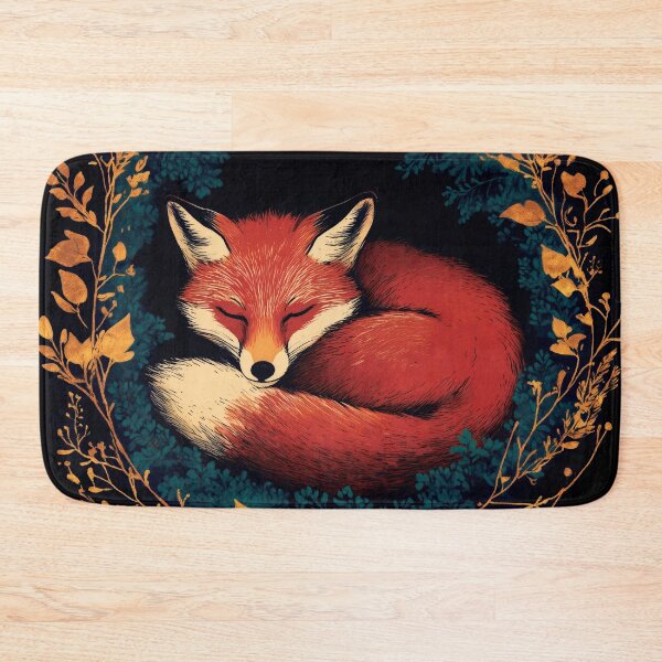 Item preview, Sleepy red fox in a golden wreath, AI art designed and sold by MachinaeDreams.