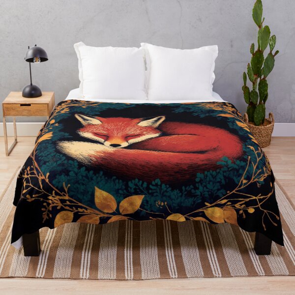 Item preview, Sleepy red fox in a golden wreath, AI art designed and sold by MachinaeDreams.