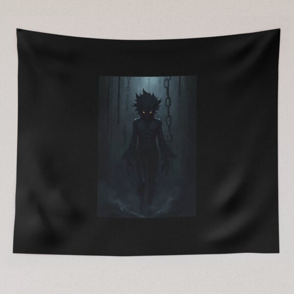 Item preview, Dark Demon Boy with Black Aura and Chains – Shadow Anime Art designed and sold by OhmAuraArt.