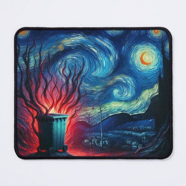 Item preview, An eerie garbage bin n the style of Van Gogh's art designed and sold by ArtwaveEmporium.