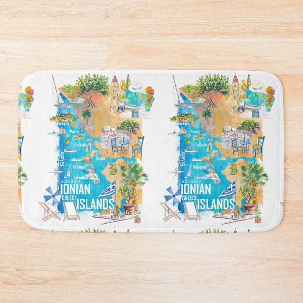 Item preview, Ionian Islands Greece Illustrated Travel Map with Corfu, Zante, Kephalonia, Paxos, Lefkada and Kythera designed and sold by artshop77.