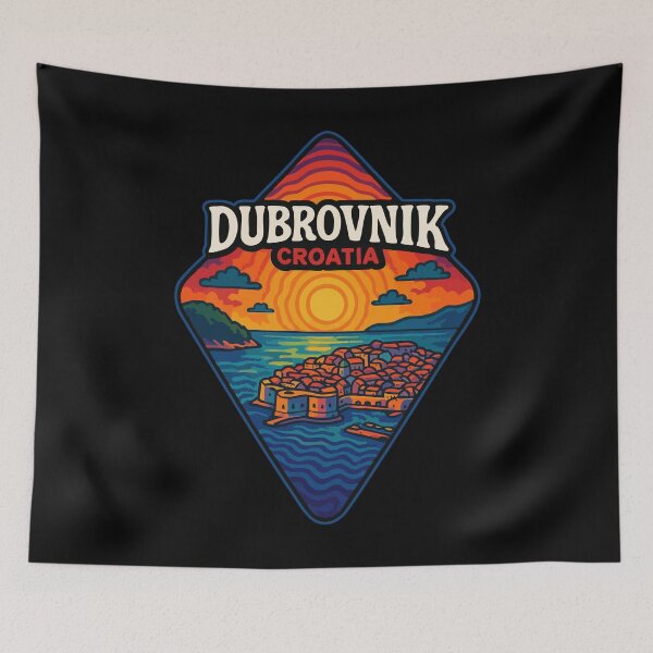 Item preview, Dubrovnik Croatia Retro Trippy Travel designed and sold by TomFrontierArt.
