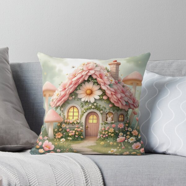 Item preview, Flower Cottage Bunny Mushroom House designed and sold by HappySproutArt.