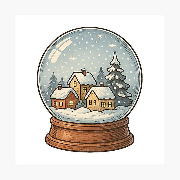 Item preview, Snow Globe Winter Village - Christmas Gift designed and sold by PunchDrop.