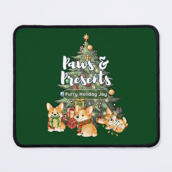 Item preview, Paws & Presents - Corgi around a Christmas Tree designed and sold by SilverOutlining.