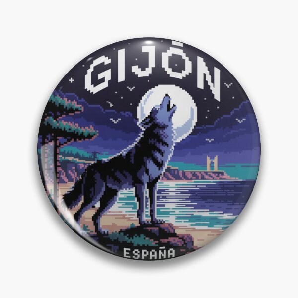 Item preview, Gijón España - Pixel Art Wolf Howling at Moon designed and sold by CircinusStore.