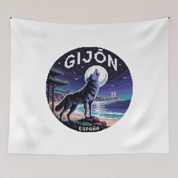 Item preview, Gijón España - Pixel Art Wolf Howling at Moon designed and sold by CircinusStore.