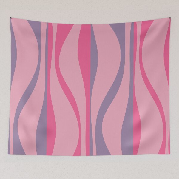 Item preview, Mid Century Modern Retro Lounge Striped Ogee Pattern in Purple and Pink Tones designed and sold by kierkegaard.