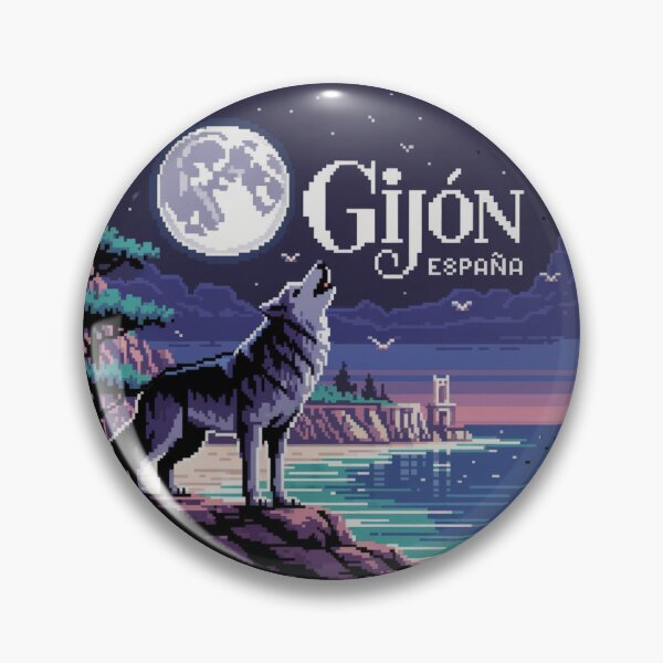 Item preview, Gijón España - Pixel Art Wolf Howling at Night designed and sold by CircinusStore.