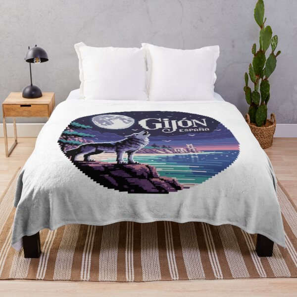 Item preview, Gijón España - Pixel Art Wolf Howling at Night designed and sold by CircinusStore.