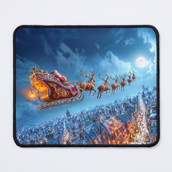 Item preview, Santa Sleigh flying over an old English victorian town designed and sold by AngelottiCR.