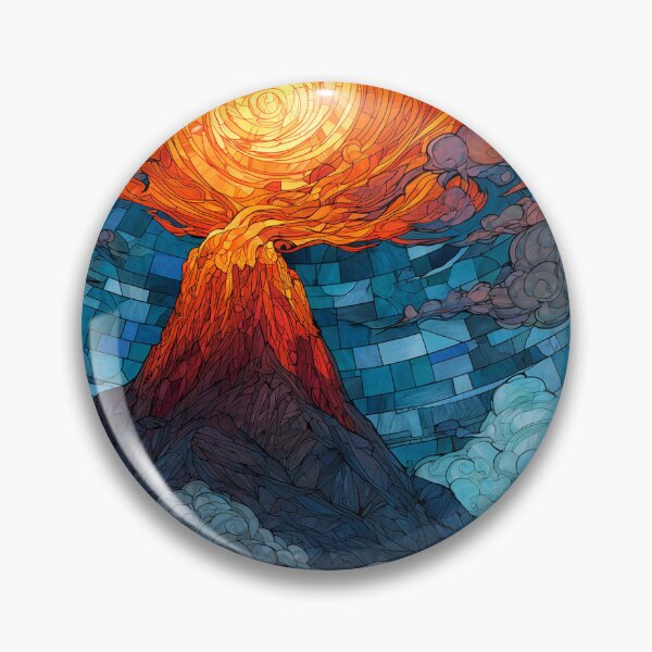 Item preview, Stained Glass Volcano of Fire and Sky designed and sold by ArgentoArt.