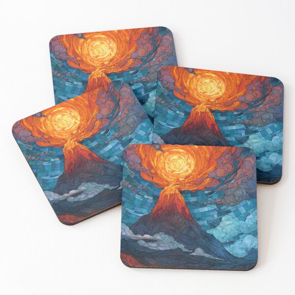 Item preview, Stained Glass Volcano of Fire and Sky designed and sold by ArgentoArt.