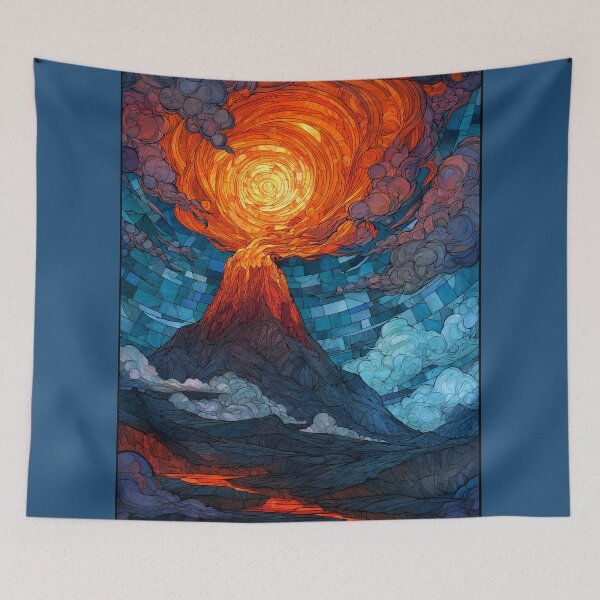 Item preview, Stained Glass Volcano of Fire and Sky designed and sold by ArgentoArt.