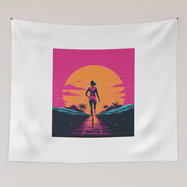 Item preview, Running Girl Runner Pink in Retro Classic Vintage Style designed and sold by redstar19.