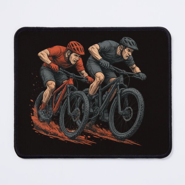 Item preview, Intense Mountain Bike Race Duel – Red & Graphite Action Illustration designed and sold by Tadeusz1.