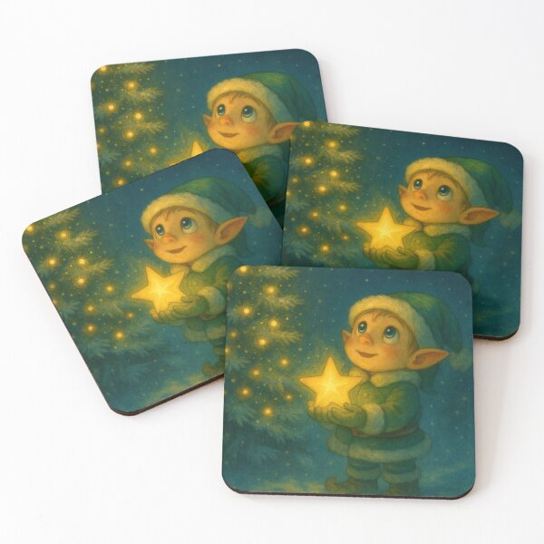 Item preview, Cute Christmas Elf with Glowing Star – Cozy Holiday  designed and sold by Darlin8888.