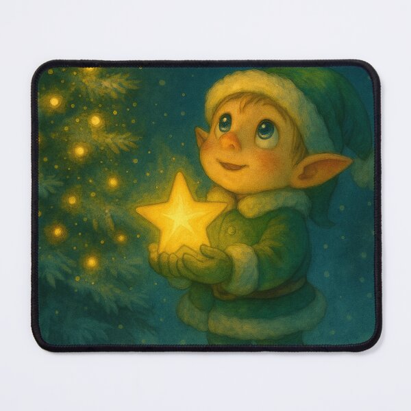 Item preview, Cute Christmas Elf with Glowing Star – Cozy Holiday  designed and sold by Darlin8888.